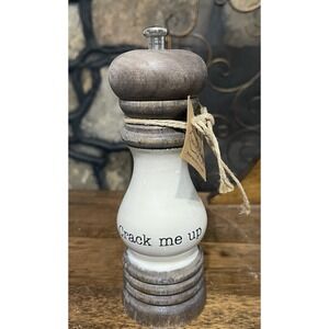 MUD PIE PEPPER MILL CRACK ME UP WOOD UNUSED NEW W/ TAG CRACKER GRINDER 8" READ